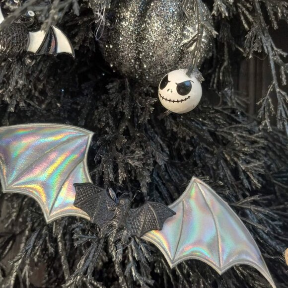 Halloween Jack Skellington Witch Wreath Hanger Wall Spooky Bat Decor  Door Sign - Picture 4 of 12